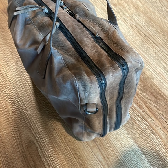 Allsaints Brown leather/canvas weekender - Picture 4 of 11